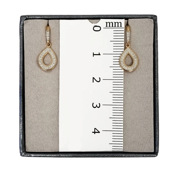 Bony Levy 18K Yellow Gold Pave Diamond Open Pear Shape Drop Earrings - Picture 2 of 5